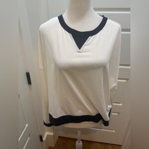 NWT. Lucy. Full Potential Sheer Long Sleeve Top. White/Black. Size Large.